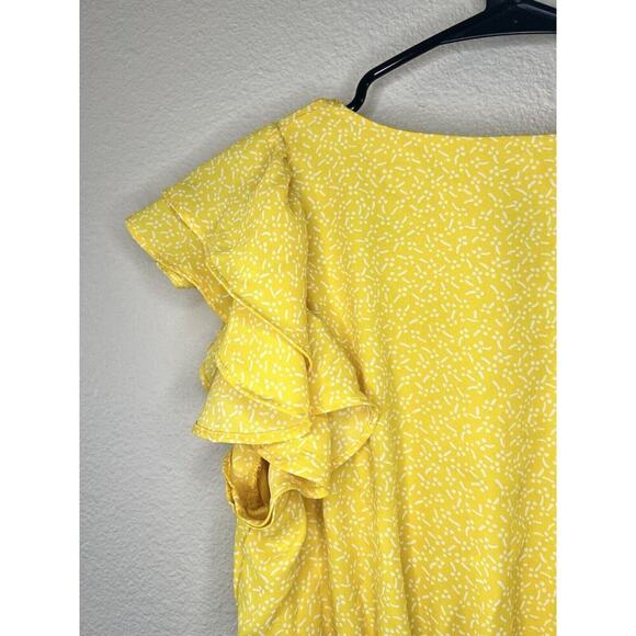Jessica Simpson Yellow Ruffle Midi Dress Smocked Waist Tiered Feminine S - Picture 9 of 12